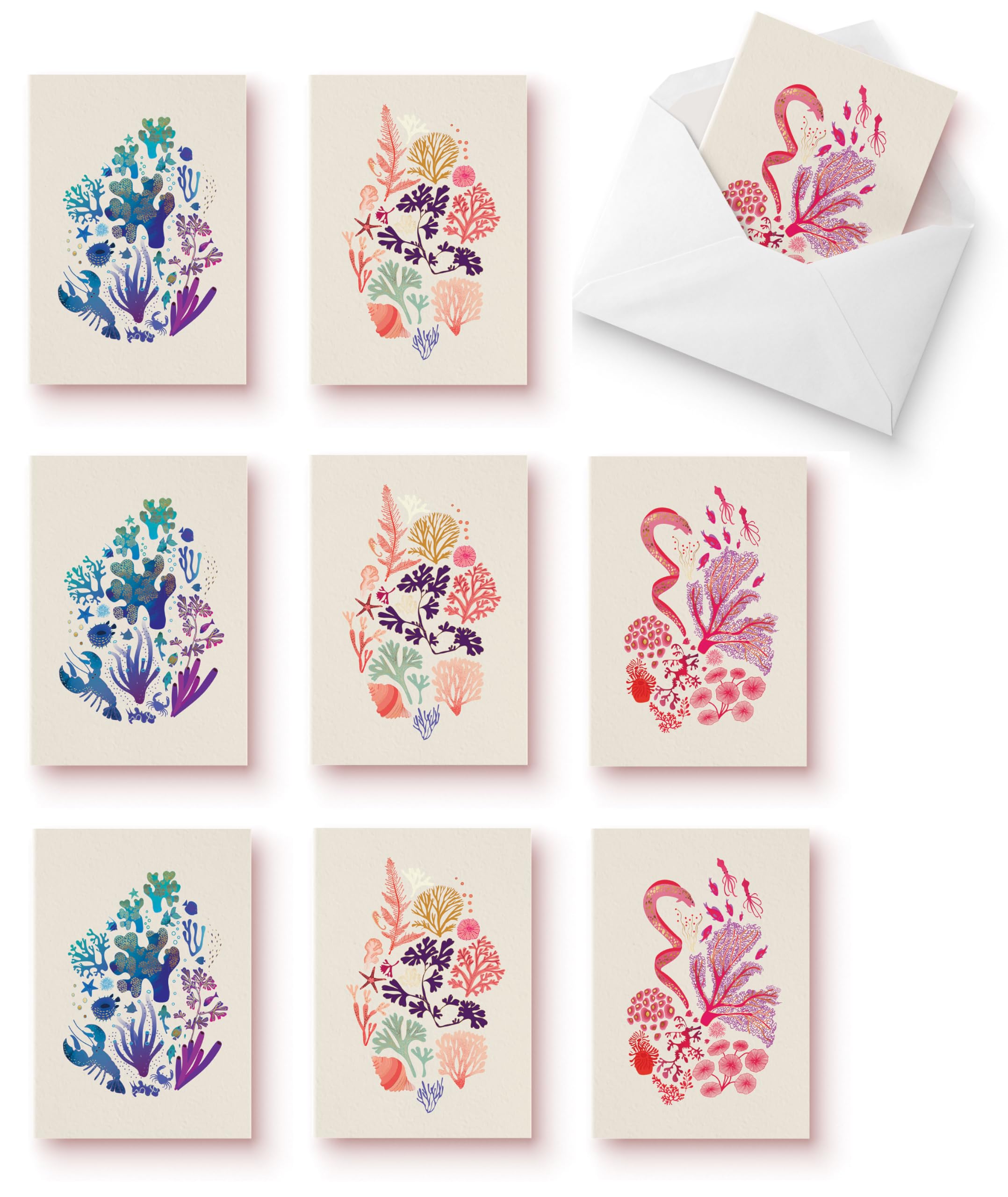 elena-essex-cards-gru-karten-12er-set-koralle-goldfolie image 4