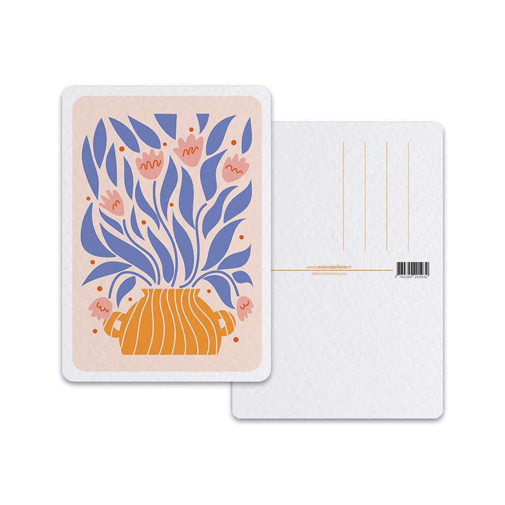 maison-joliette-floral-2-vase-orange-postkarte-blumen-10-5x14-8 image 2