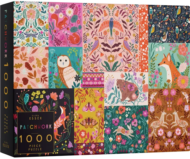 elena-essex-patchwork-puzzle-1000-teile-tier-vogel-blume-70x50 image 1